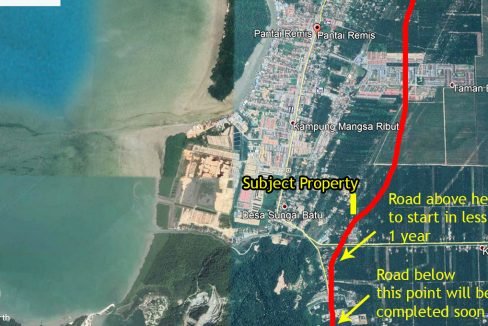 Pantai Remis 2 acres and new road alignment approximate