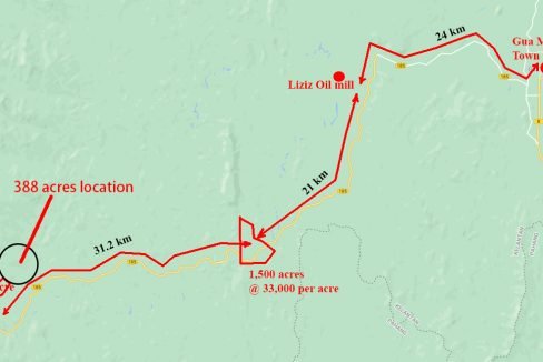 Location of oil mill and surrounding Gua Musang and 388 acres